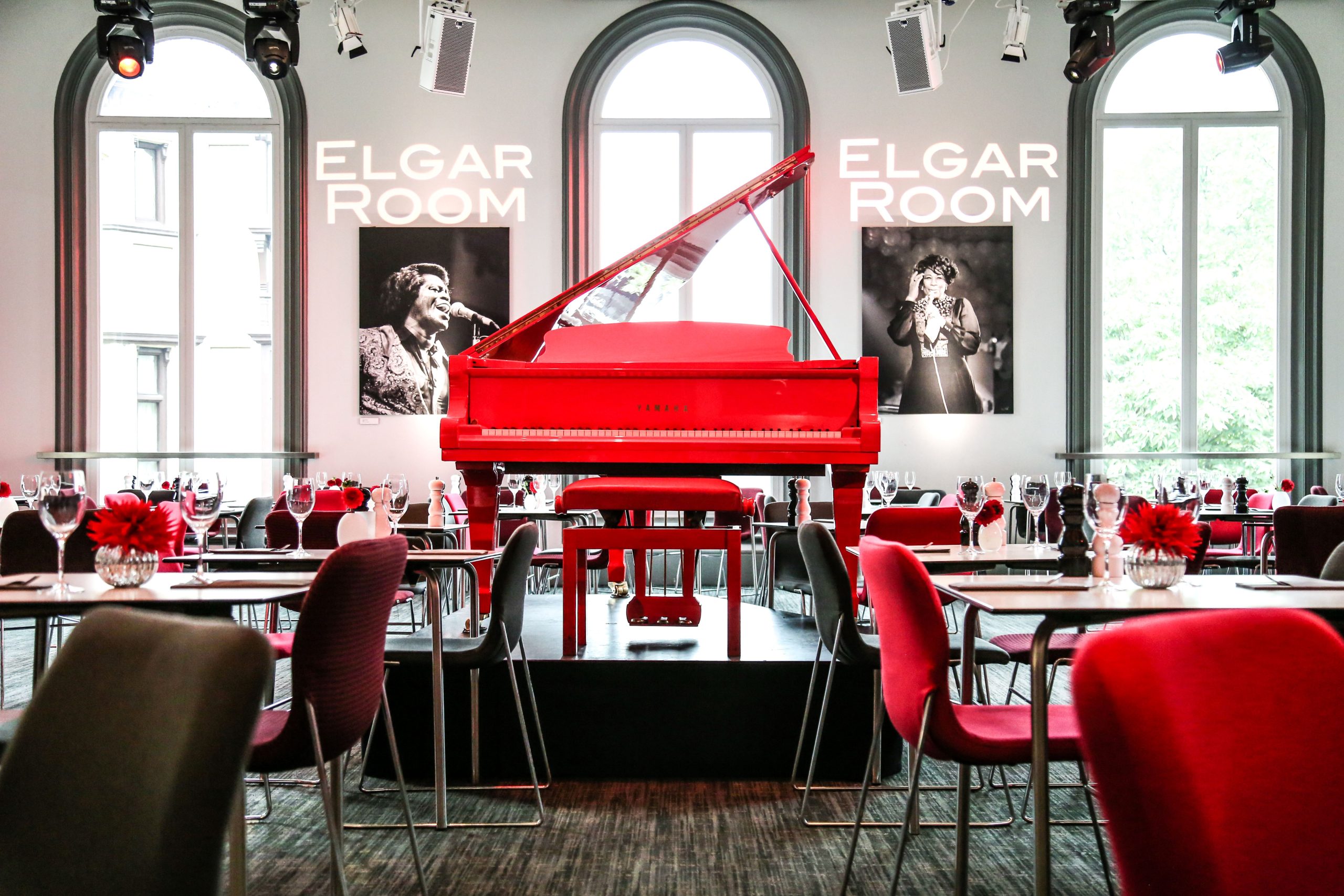 Yamaha C1 Baby Grand Piano Traffic Light Red view